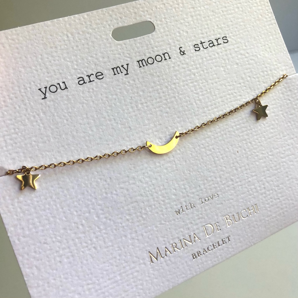 *Fab Gift!* Moon & Stars Bracelet, Gold-Plated